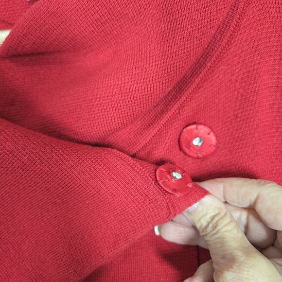 Chico's Convertible Cardigan Sz 2-L Red 100% Cotton Long Sleeve Snap Closure - Picture 4 of 14